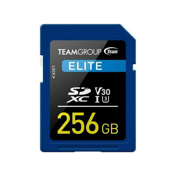 Team Group 256GB Elite SD Card UHS-I U3 V30 Read/Write Speed Up to 100/50MB/s (TESDXC256GIV3001)
