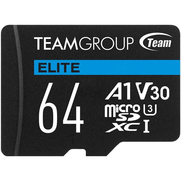 Team Group 64GB Elite microSDXC UHS-I U3, V30, A1, 4K UHD Micro SD