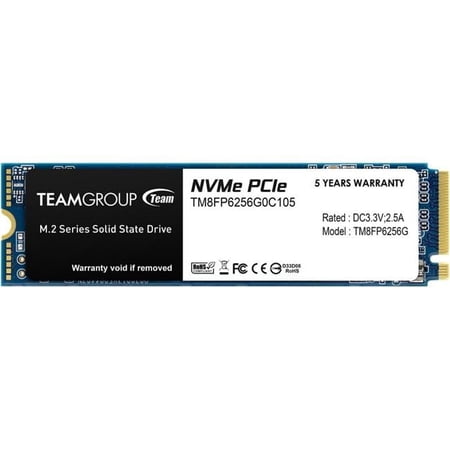 Team Group MP33 M.2 2280 256GB PCIe 3.0 x4 with NVMe 1.3 3D NAND Internal Solid State Drive - Black - 256GB