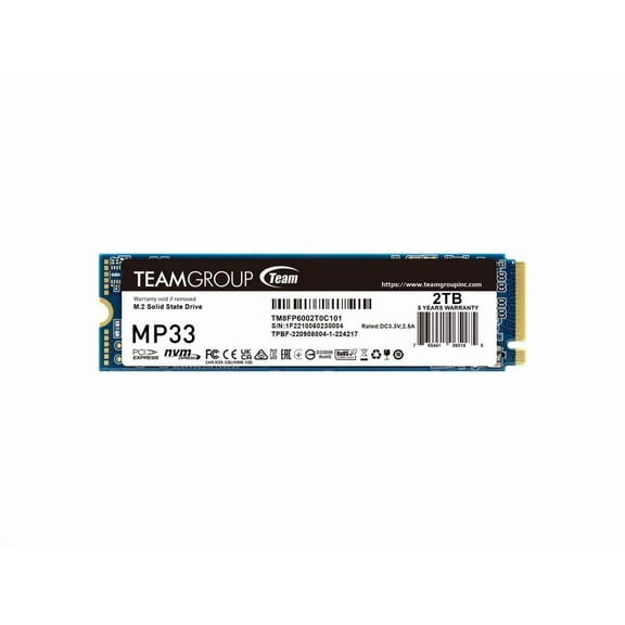 Team Group MP33 M.2 2280 2TB PCIe 3.0 x4 with NVMe 1.3 3D NAND Internal Solid State Drive (SSD) TM8FP6002T0C101