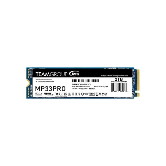 Team Group MP33 PRO M.2 2280 2TB PCIe 3.0 x4 with NVMe 1.3 3D NAND Internal Solid State Drive (SSD) TM8FPD002T0C101