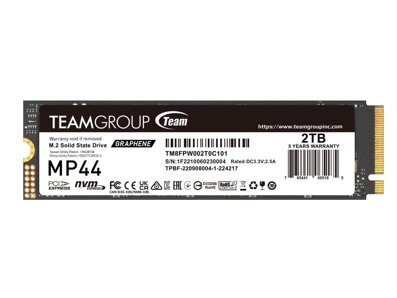 Team Group MP44 M.2 2280 2TB PCIe 4.0 x4 with NVMe Laptop & Desktop & NUC & NAS Internal Solid State Drive (SSD), (R/W Speed up to 7,400/7,000MB/s) TM8FPW002T0C101