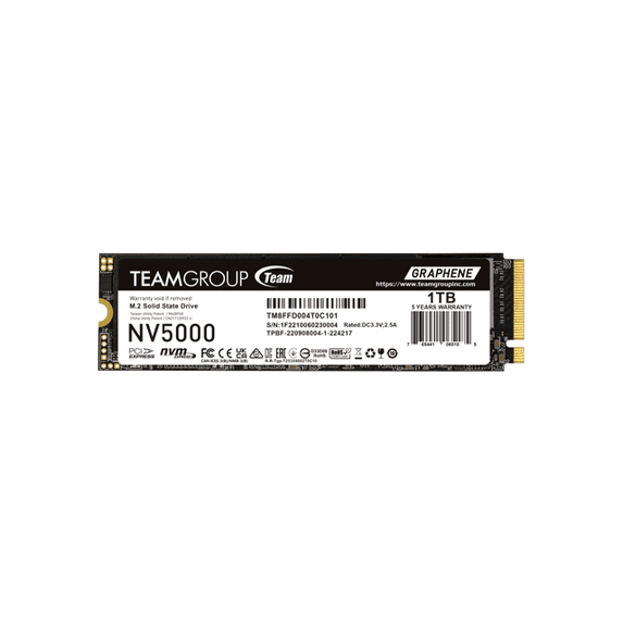 Team Group NV5000 M.2 2280 1TB PCIe 4.0 x4 with NVMe Internal Solid State Drive (SSD) TM8FGM001T0C101