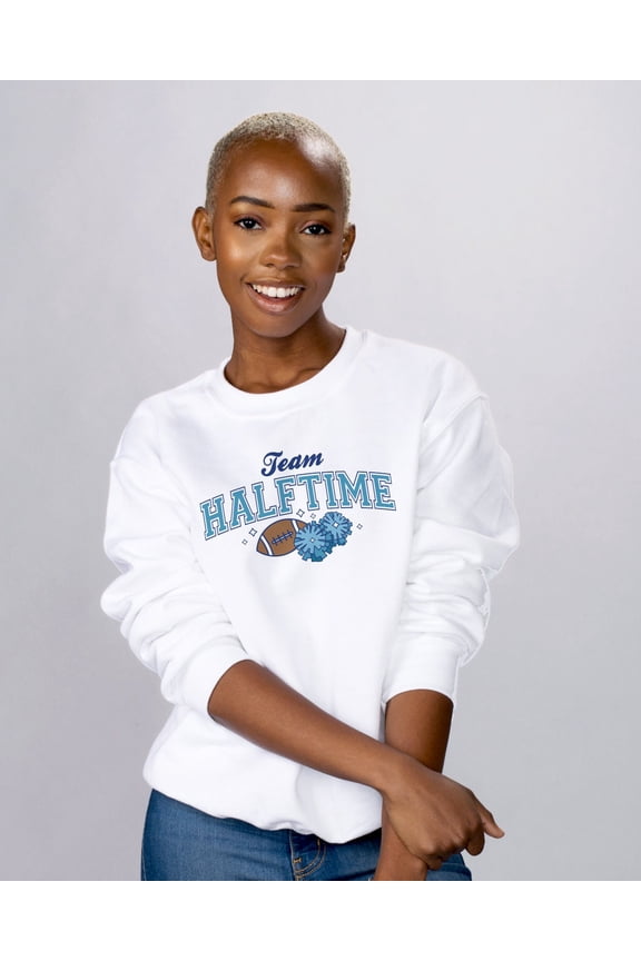 Team Halftime Crewneck T-Shirt, Funny Sports Football Tailgate Party Pullover Jumper T-Shi