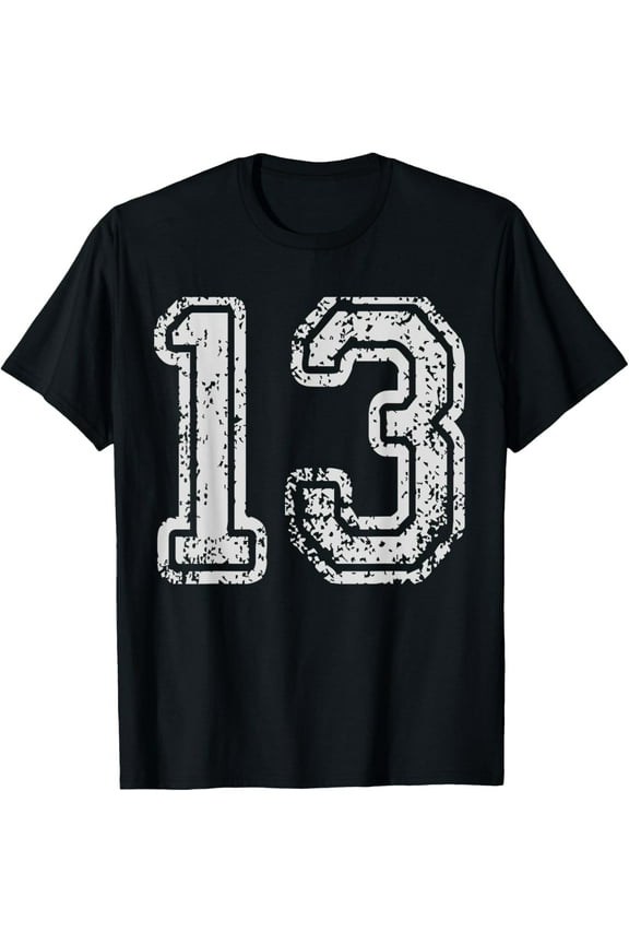 Team Jersey Uniforms Number 13 Thirteen School Sports Bdays T-Shirt