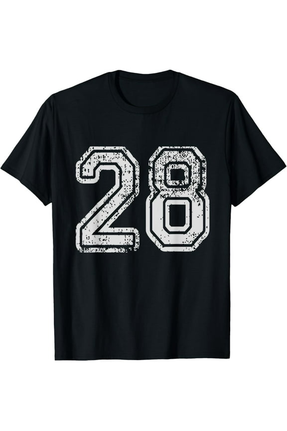 Team Jersey Uniforms Number 28 School Sports 28th Birthday T-ShirtMen and women, Black T-shirt, size: Extra large S-4XL