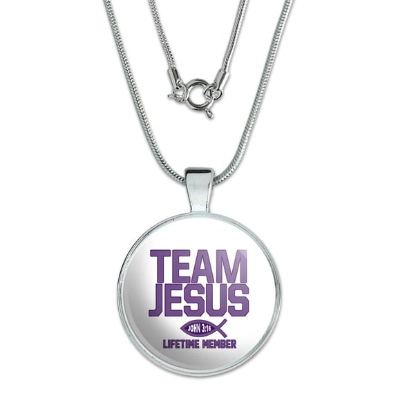 Team Jesus John 3:16 Christian 1" Pendant with Sterling Silver Plated Chain