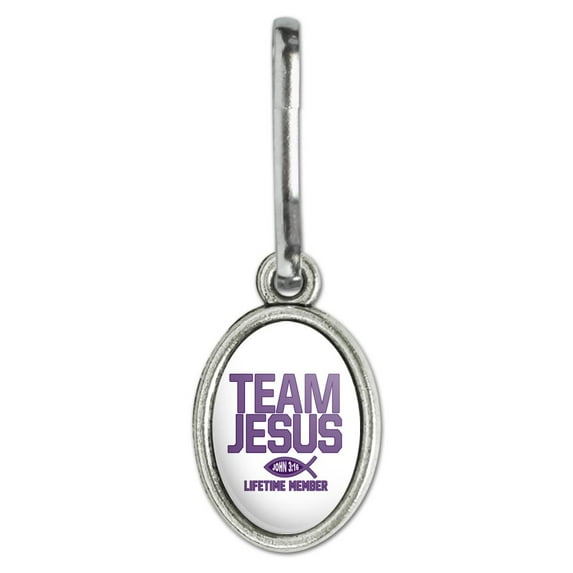 Team Jesus John 3:16 Christian Antiqued Oval Charm Clothes Purse Suitcase Backpack Zipper Pull Aid