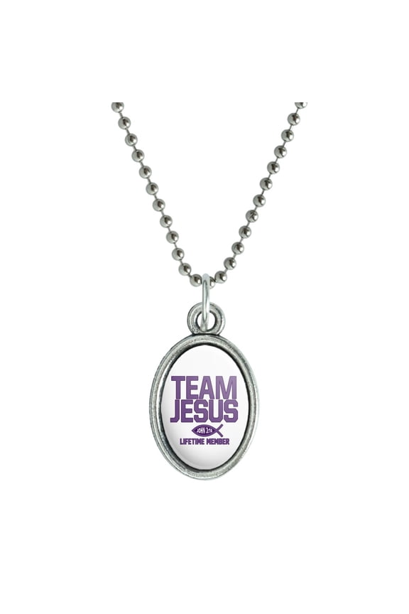 Team Jesus John 3:16 Christian Antiqued Oval Charm Pendant with Chain