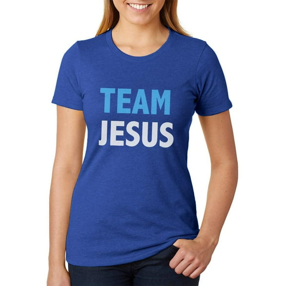 Team Jesus Juniors Soft Heather T Shirt Heather Royal LG