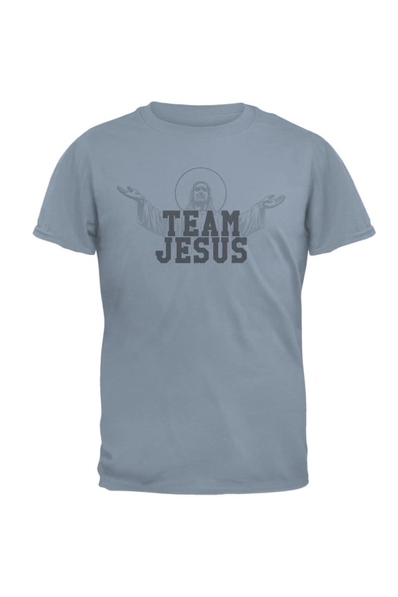 Team Jesus Mens T Shirt Stone Blue MD