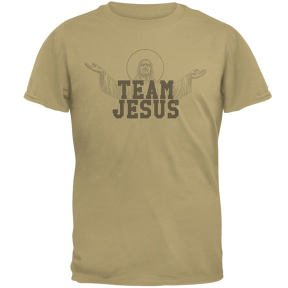 Team Jesus Mens T Shirt Tan LG