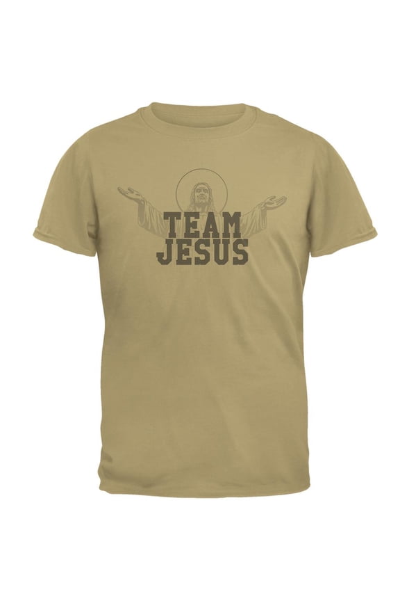 Team Jesus Mens T Shirt Tan X-LG