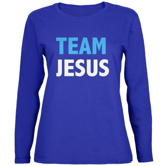 Team Jesus Womens Long Sleeve T Shirt Royal X-LG