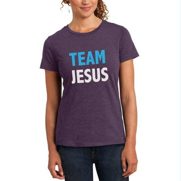 Team Jesus Womens Soft Heather T Shirt Heathered Eggplant 2XL