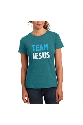 Team Jesus Womens Soft Heather T Shirt Heathered Teal MD
