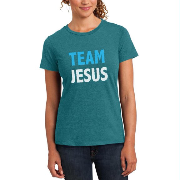 Team Jesus Womens Soft Heather T Shirt Heathered Teal MD