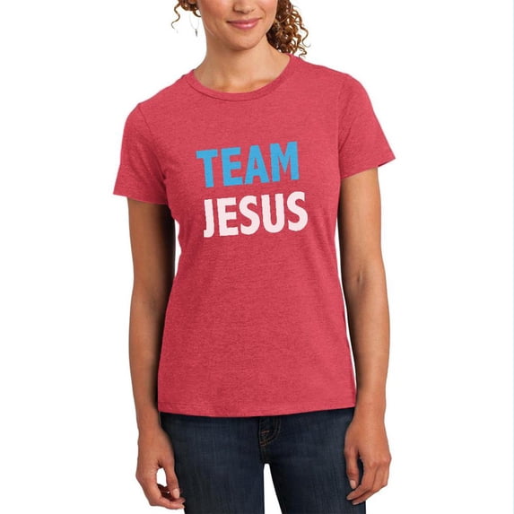 Team Jesus Womens Soft Heather T Shirt Heathered Watermelon X-LG