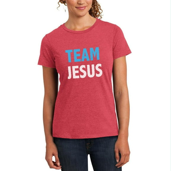 Team Jesus Womens Soft Heather T Shirt Heathered Watermelon X-LG