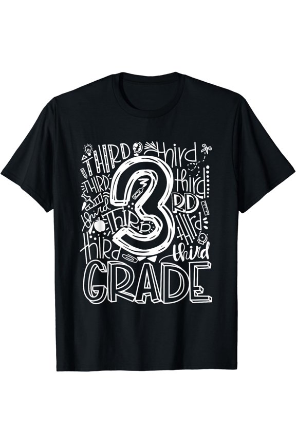 Team Kids Teacher Back To School 3rd Third Grade Typography T-Shirt