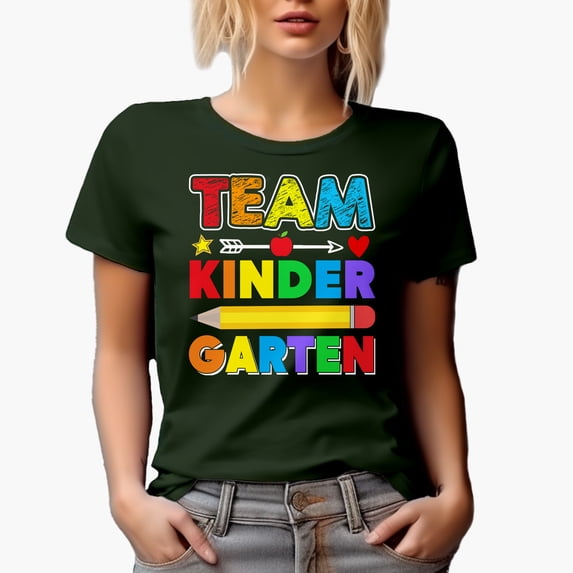 Team Kindergarten, Back-To-School School Teachers, Military Green T-Shirt, Medium