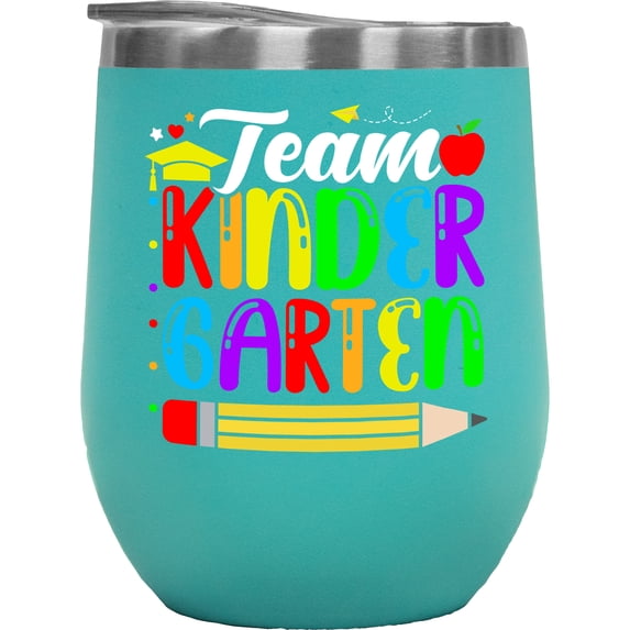 Team Kindergarten, School Teachers, Mint 12oz Wine Tumbler
