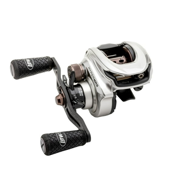 Team Lew’s HyperMag Baitcast Fishing Reel, 7.5:1 Gear Ratio, Right-Hand Retrieve, Silver
