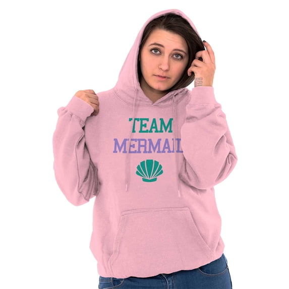 Team Mermaid Under the Seashell Cute Hoodie Sweatshirt Women Brisco Brands 3X