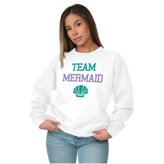 Team Mermaid Under the Seashell Cute Women Crewneck Sweatshirt Brisco Brands M