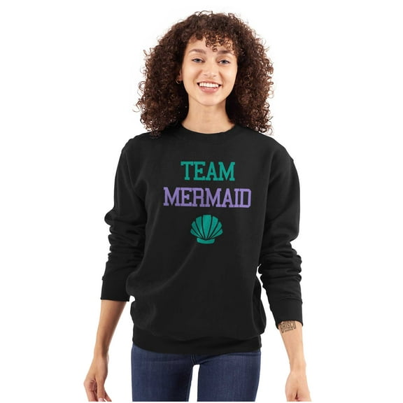 Team Mermaid Under the Seashell Cute Women Crewneck Sweatshirt Brisco Brands S