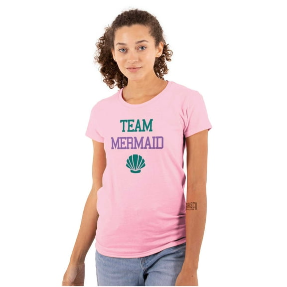 Team Mermaid Under the Seashell Cute Womens Fitted Plus Size Graphic Tee Brisco Brands 2X