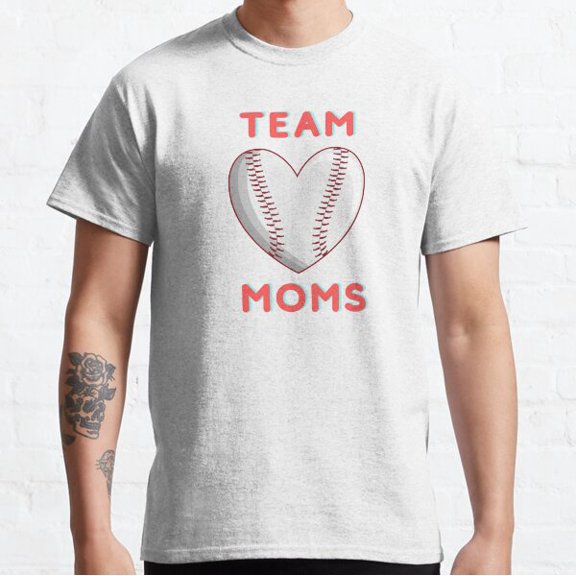 Team Moms Baseball Heart Design For Cheering Baseball Moms Classic T-shirt