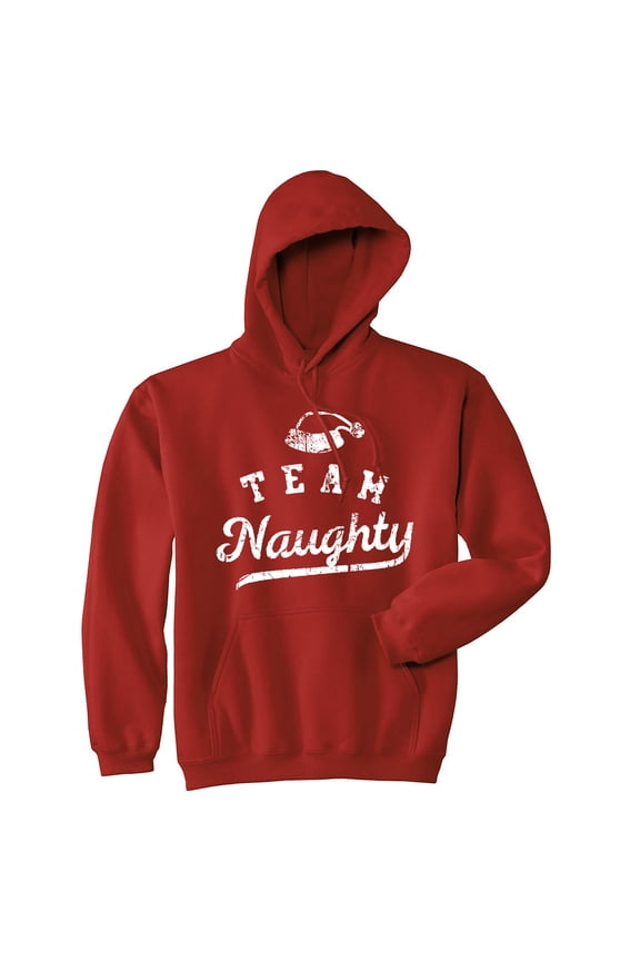 Team Naughty Unisex Hoodie Funny Xmas Party Santas Bad Group List Hooded Sweatshirt