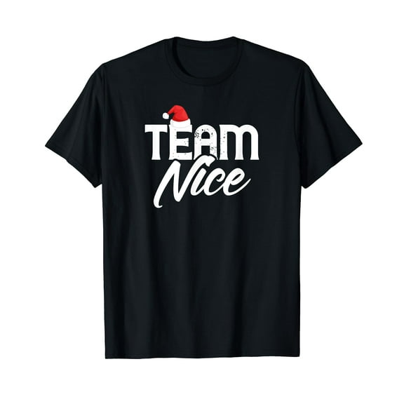 Team Nice Shirt Funny Couple Matching Outfit Team Naughty T-Shirt Black Tee