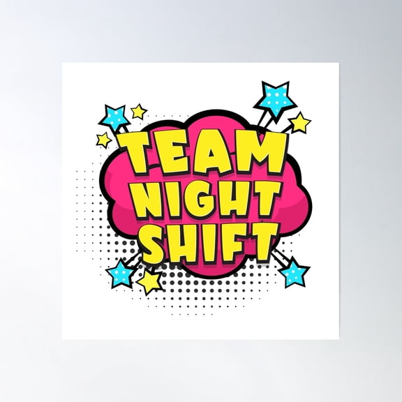 Team Night Shift - Comic Edition Poster Wall Art, Modern Wall Decor, 30x30 UNFRAMED
