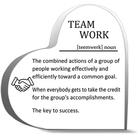 Team Office Signs Teamwork Definition Desk Decor Acrylic Hearts Plaques 6"X6"Inch