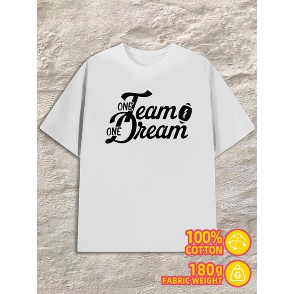 Team One Dream mens 180G 100% Cotton white Original Unisex Shirt Printed tshirts Unique Design Unisex Shirt Graphic Tee tshirts Fashion Unisex Shirt Crewneck tshirts