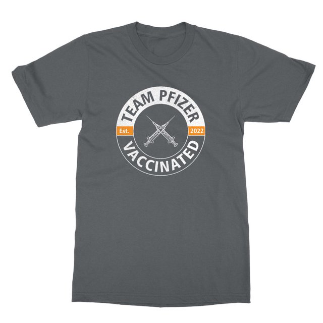 Team Pfizer Vaccinated 2022 Funny I'm Vaccinated Gift Unisex T-Shirt (Gray, 5X-Large)