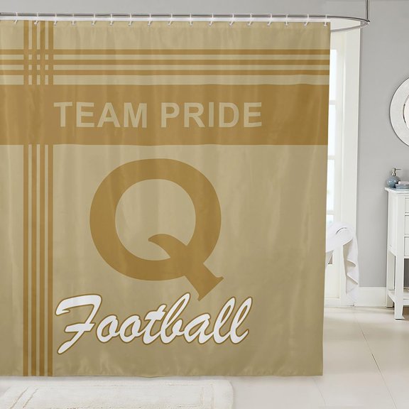 Team Pride Letter Q Football Shower Curtain Gold 71x71 inches