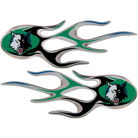 Team ProMark Pair of Decal Sticker Emblem, Air Puffed Raised, Micro Flame Design, Full Adhesive Backing, 2x5 Inch Each