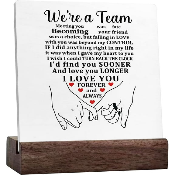 We'Re A Team Promise Sign Desk Decor,Inspirational Ceramic Table Sign Desk Decorations For Home Bedroom Shelf Table Decor,Wedding Gifts For Newlyweds Couples