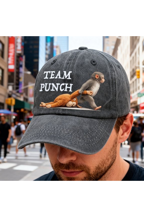 Team Punch Hat Funny Baseball Chicken Hat Punch Monkey Humor Memes Cap for Men Women