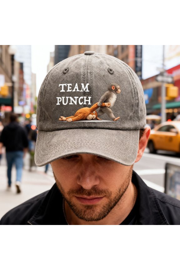Team Punch Hat Funny Baseball Chicken Hat Punch Monkey Humor Memes Cap for Men Women