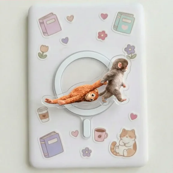 Team Punch Magnetic Phone Grip Baby Monkey Dragging Toy, Holder Magnetic Compatible Funny