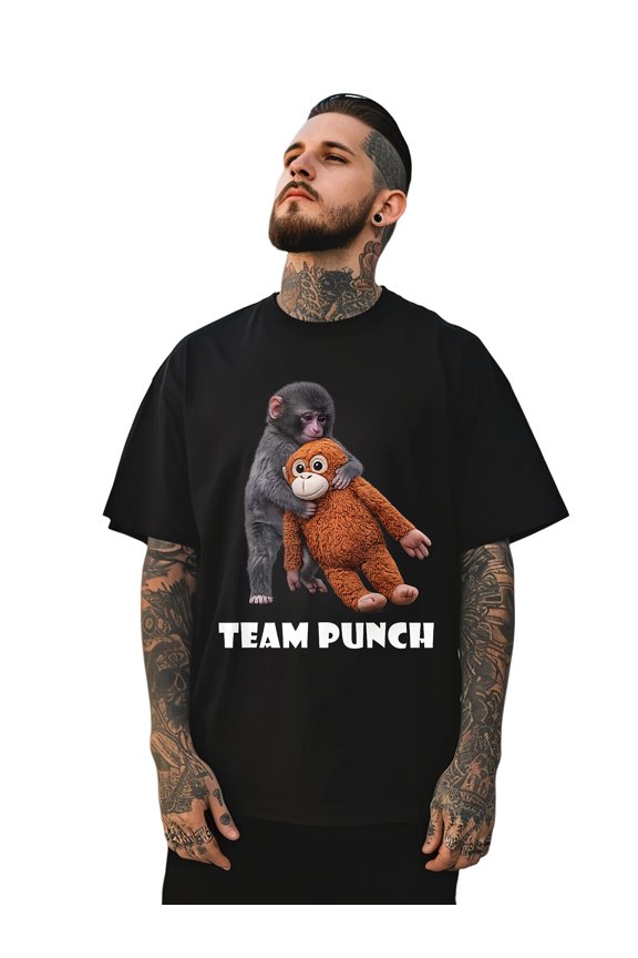Team Punch Monkey Baby Funny Graphic T-Shirt Cute T-Shirts Street Style Tees Tops for Men