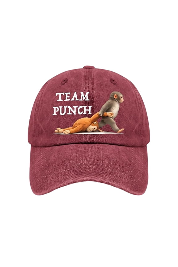 Team Punch Monkey Hat Funny Monkey Graphic Baseball Cap Casual Novelty Unisex