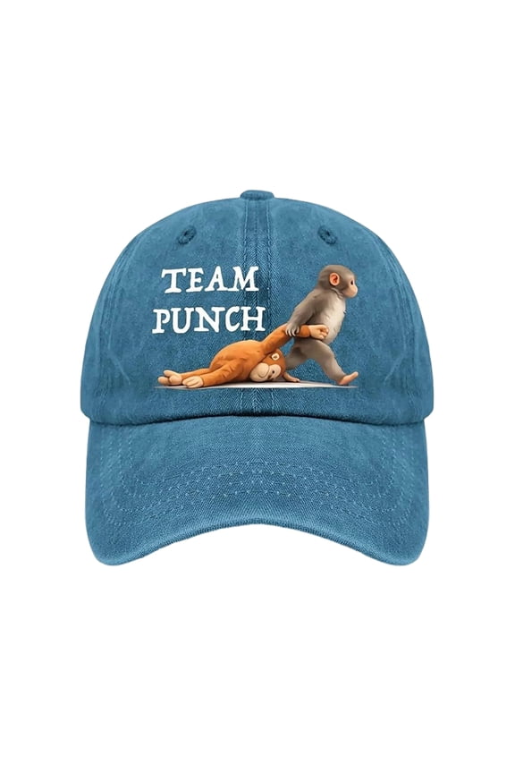 Team Punch Monkey Hat Funny Monkey Graphic Baseball Cap Casual Novelty Unisex