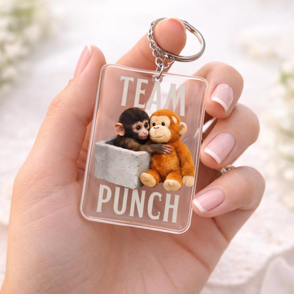 Team Punch Monkey Keychain, Cute Monkey Acrylic Keychain, Funny Animal Keyring, Gift for Friends, Team Gift Idea