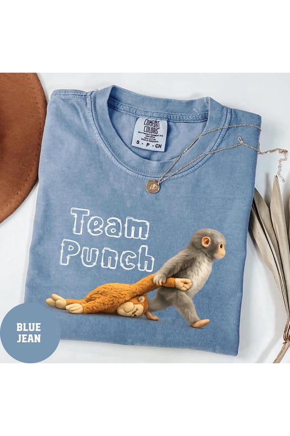 Team Punch Viral Monkey Comfort Colors Graphic Tee, Cute Humor Animal Shirt, Unisex Casual Tee