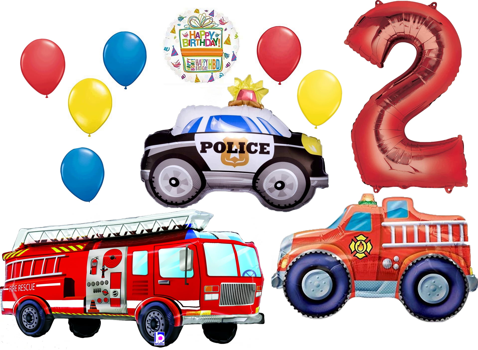 Team Rescue 2nd Birthday Party Supplies and First Responders Balloon Bouquet decorations